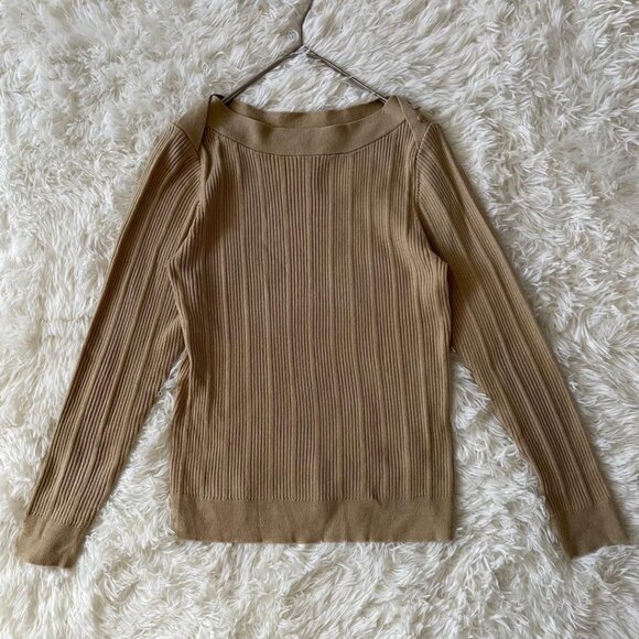 Natya Boat Neck Rib Knit Size M Tan - Picture 1 of 6